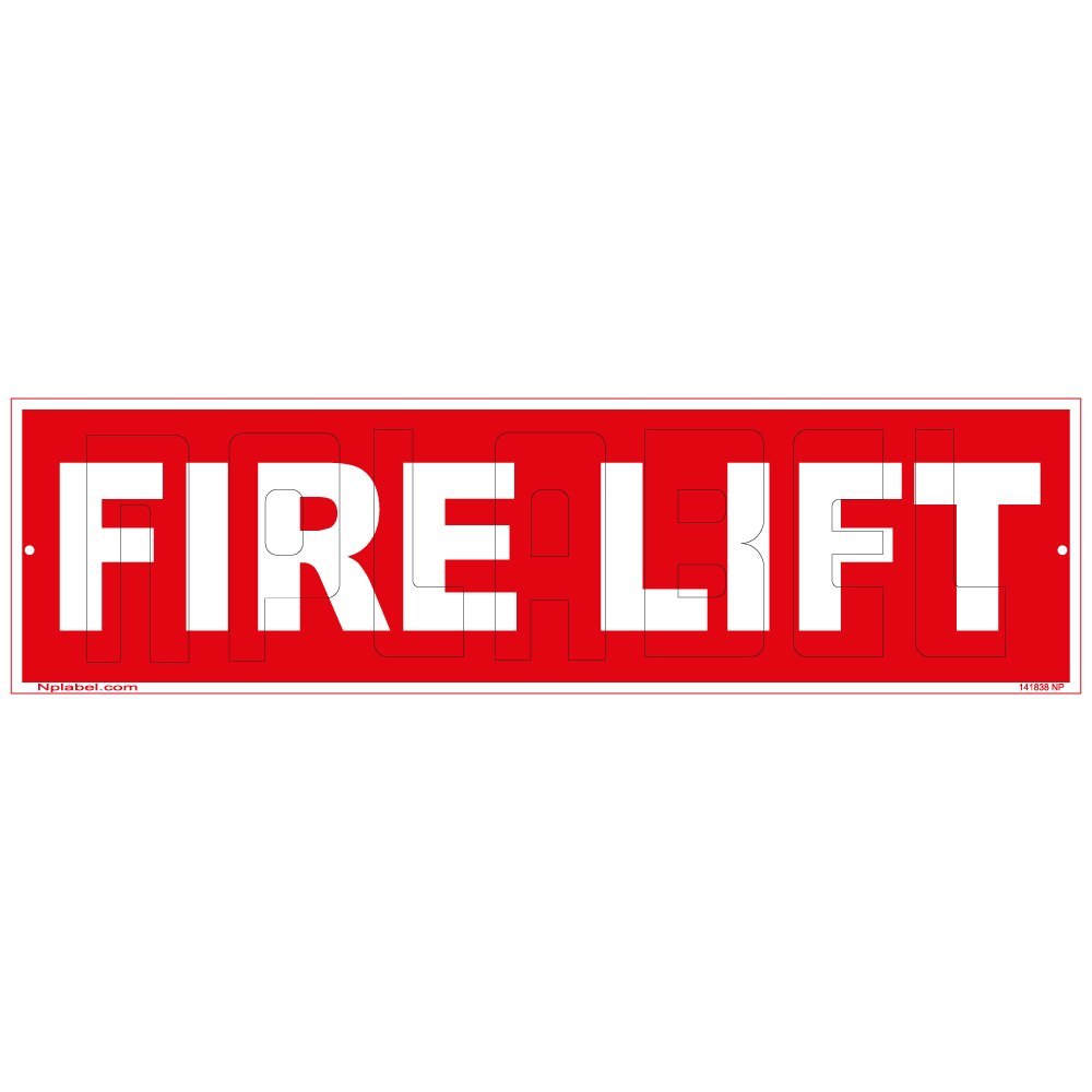 Rectangular Red 141838 Fire Lift Name Plate