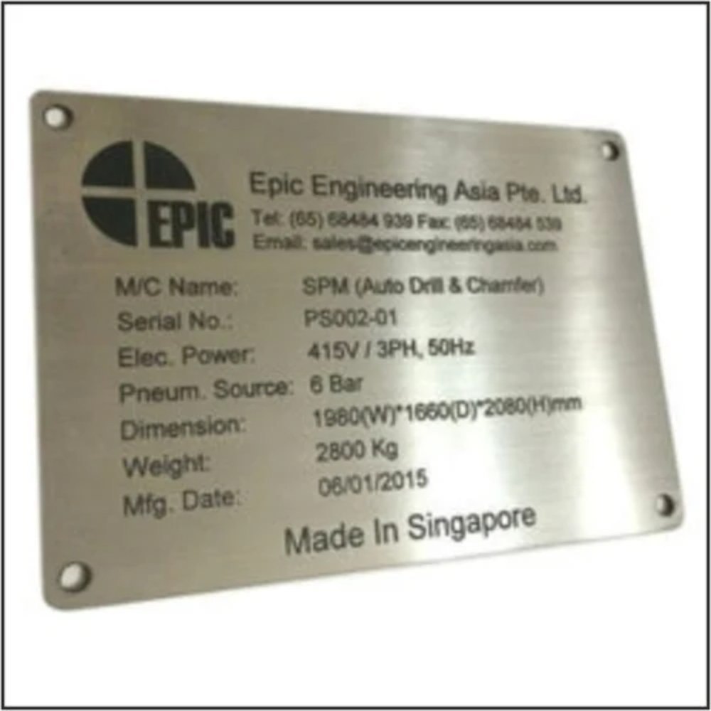 Silver Custom Metal Nameplates, For Office, 4 mm