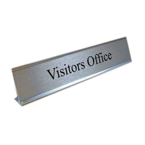 Silver, Black Rectangular Visitors Office Aluminum Desk Name Plate, 1-5 Mm