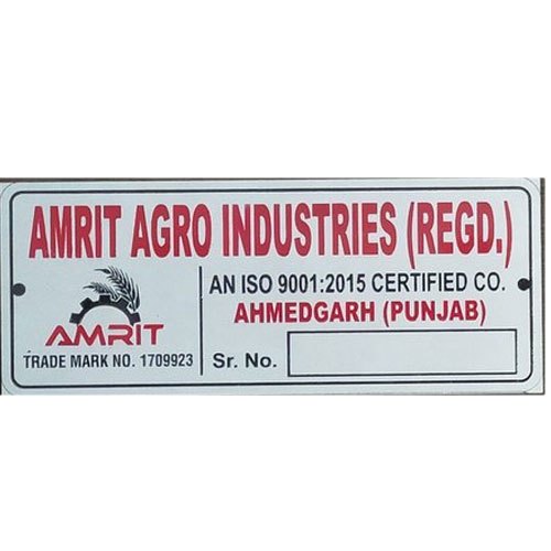 Aluminium Agriculture Nameplate, 1.5 Mm