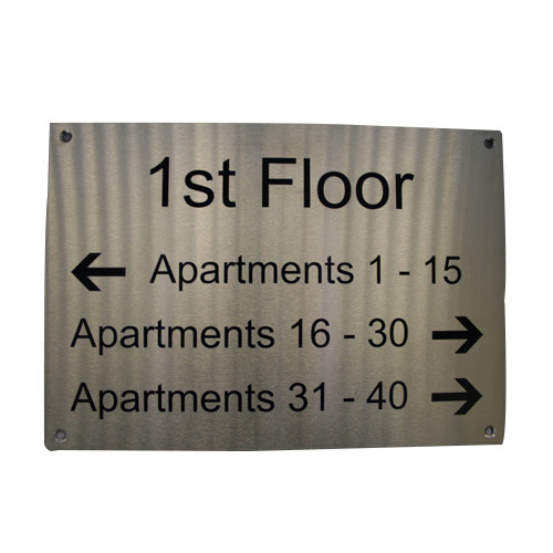 Silver, Black Rectangular Stainless Steel Engraved Signages