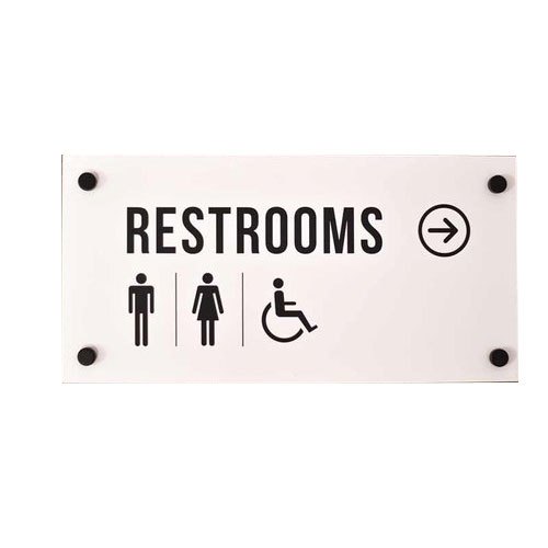 Stainless Steel Rectangular Engraved Sign, For Rest Room