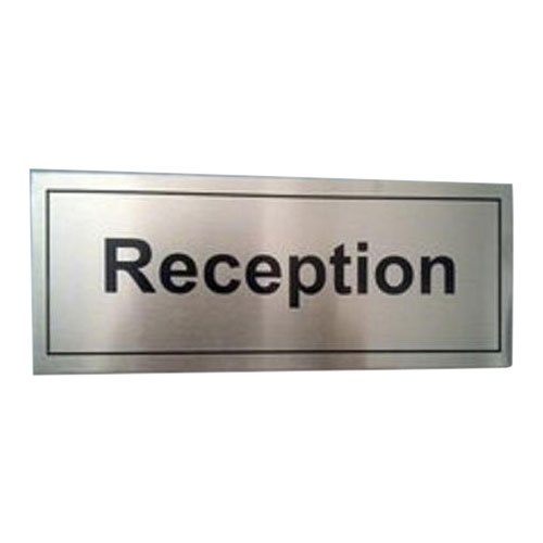 Rectangle Reception Stainless Steel Name Plate, 1-5 Mm, Grade: Ss202