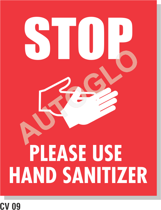 HIP PVC UV Stabilized Sheet Covid19 Signage: Stop Please Use Hand Sanitizer, For Informative, Shape: Rectangle