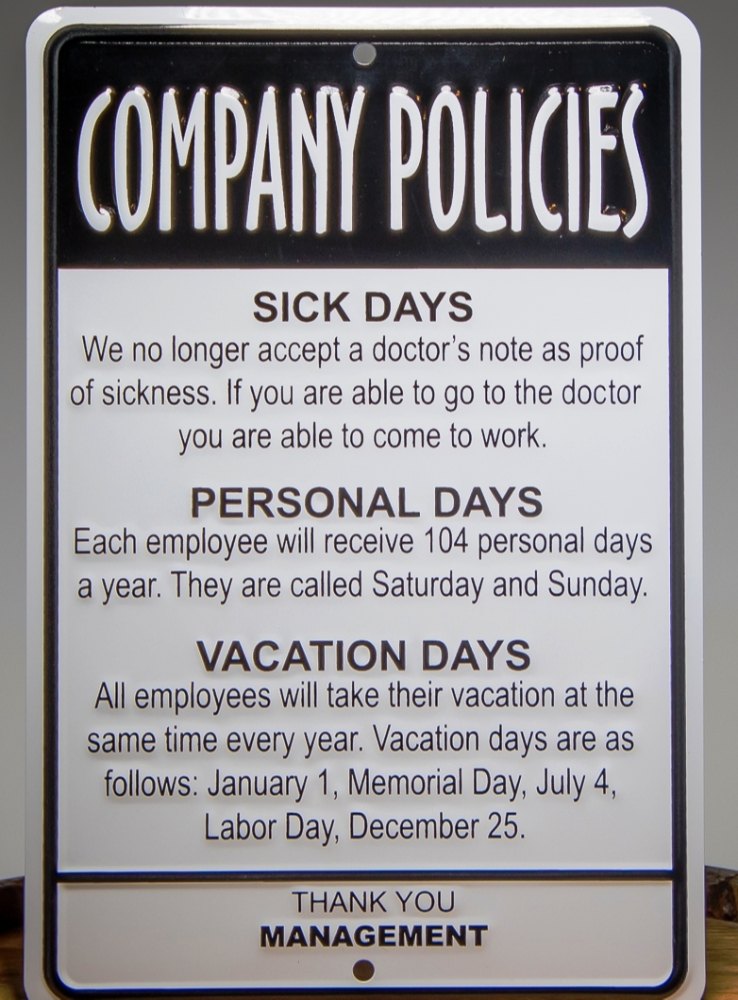 Company Policies Signage