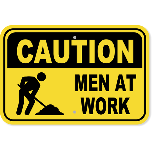 Aluminum Color Coated Aluminium Men At Work Sign Board, Thickness: 3 mm, Shape: Rectangle