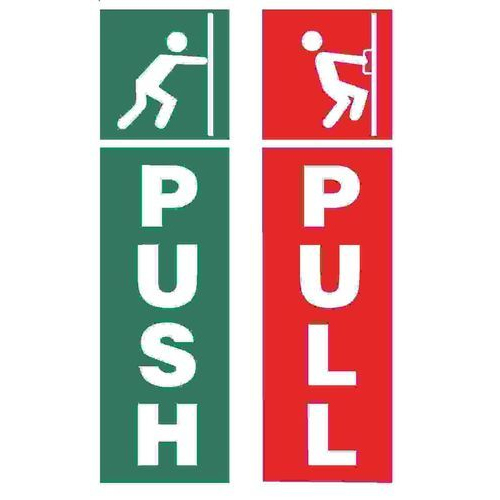 Red And Green Push Pull Signage Board