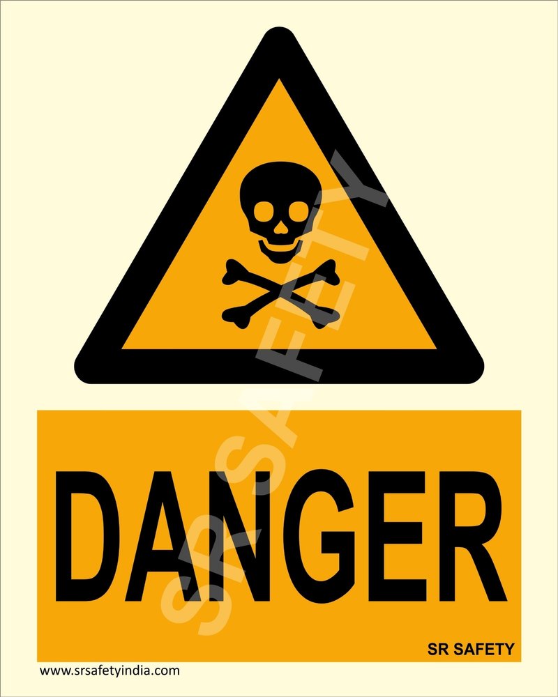 Square Black, Yellow Danger Warning Signage, For Saftey, Dimension: 8 X 10