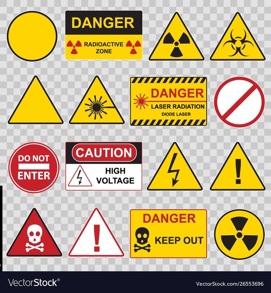 Rectangular Yellow, Red and Black Danger Signs Board