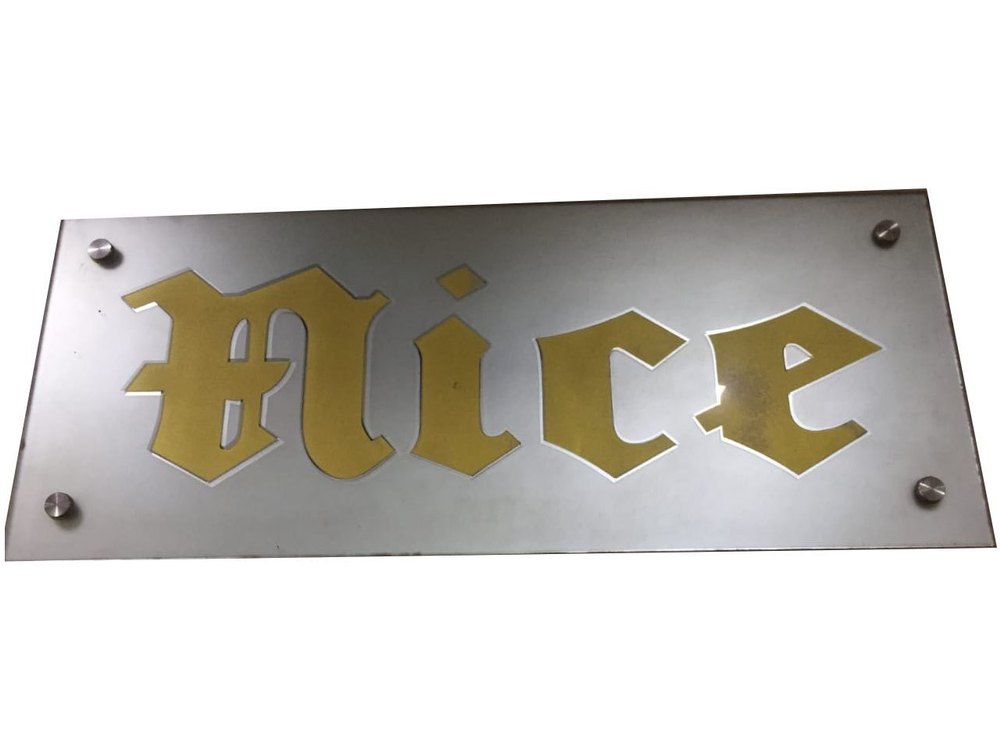 Polished Stainless Steel Sign Board, Rectangle, Installation Type: Wall Mounted