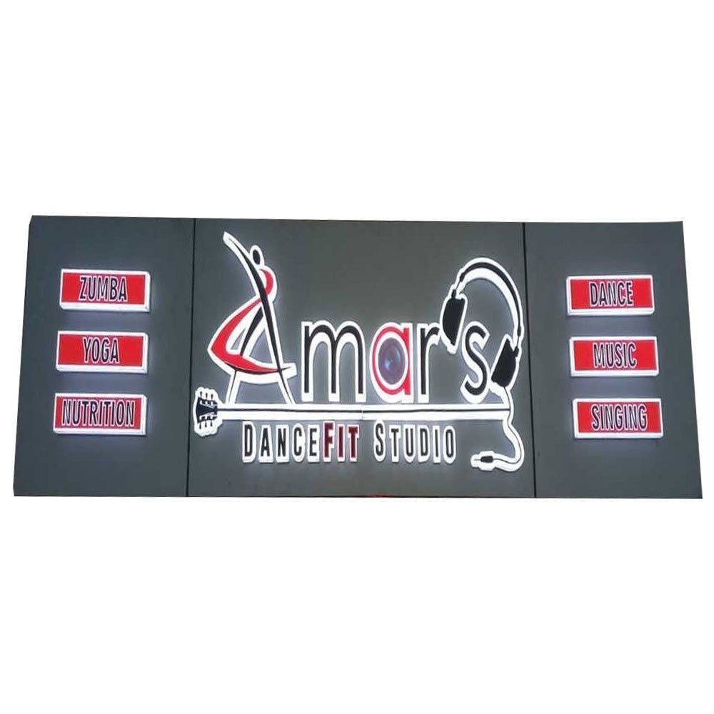 3D Acrylic Embossed LED Sign Board, For Promotional, Shape: Square