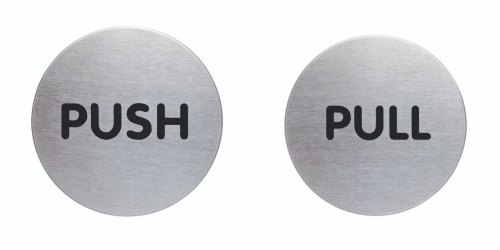 Stainless Steel Push Pull Signs, Shape: Round