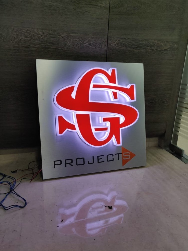 LED Company Logo Signage, Shape: Square