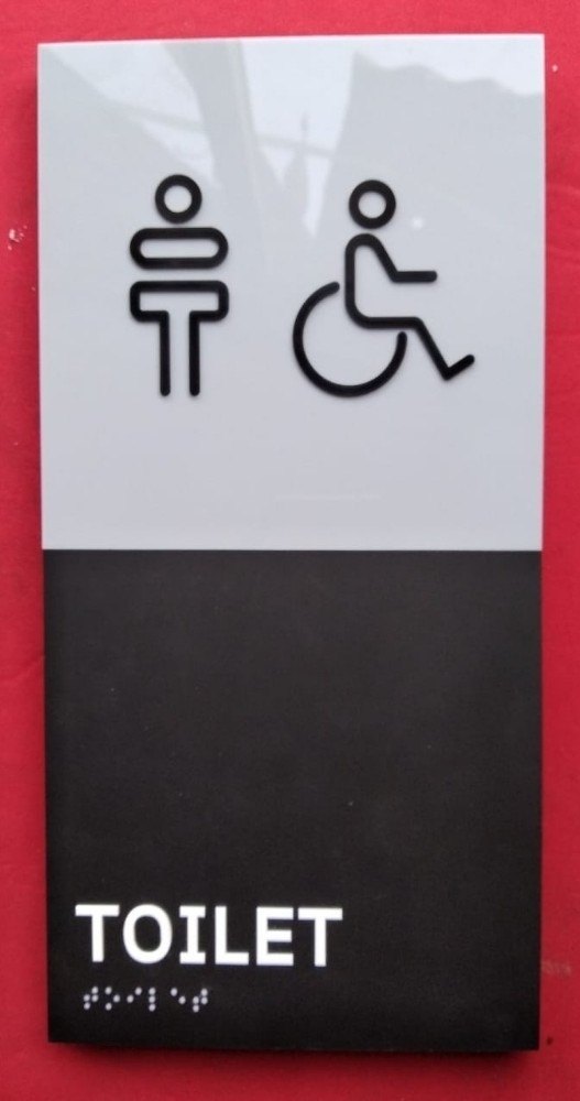 Acrylic Alphabet Toilet Sign Board, Shape: Rectangular