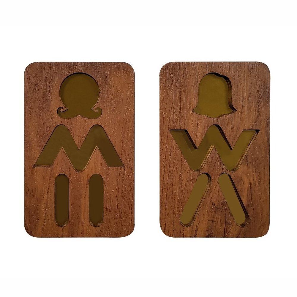 Brown Flex MDF Toilet Sign Board, Shape: Vertical