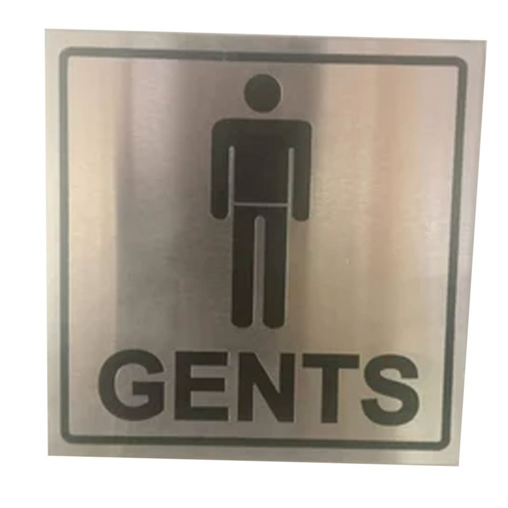 English Letters Stainless Steel SS 2mm Toilet Signboard, Shape: Rectangular