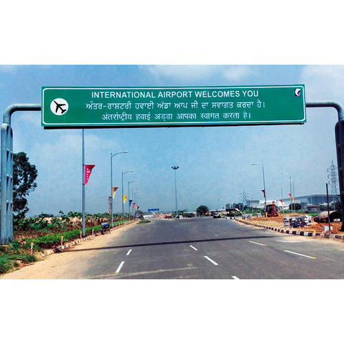 Naveen Enterprises Green And White Over Head Sign Board, For On Road