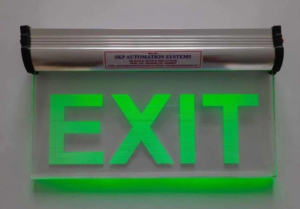 Graphics Green Led Exit Sign Board, Shape: Rectangle