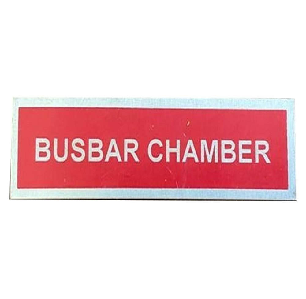 Red and White Aluminum Bus Bar Chamber Nameplate, 0.5mm