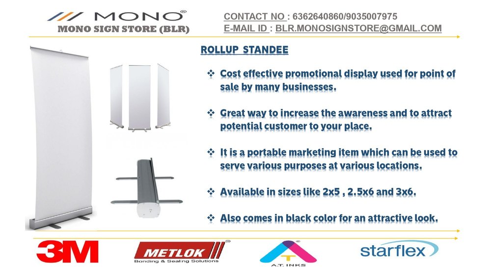 Silver Aluminium Display Roll Up Standees, For Promotional