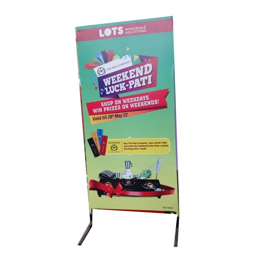 Iron Rectangle Cut Out Standee Roll Banner, For Advertising