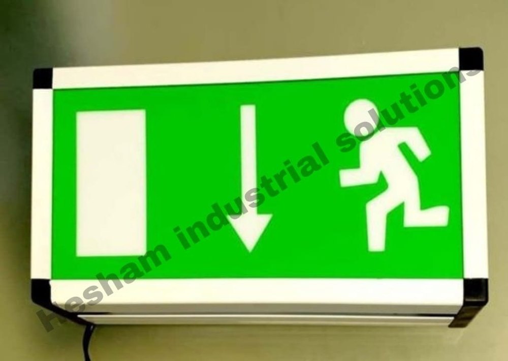 Animation Green LED Exit Sign Board, Input Voltage: 230V, Shape: Rectangle