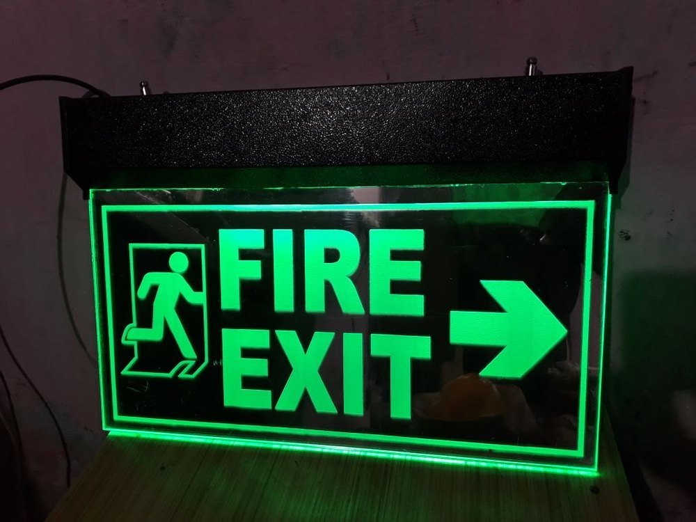 Animation Multicolor LED Exit Sign Board, 12 V, Shape: Rectangle