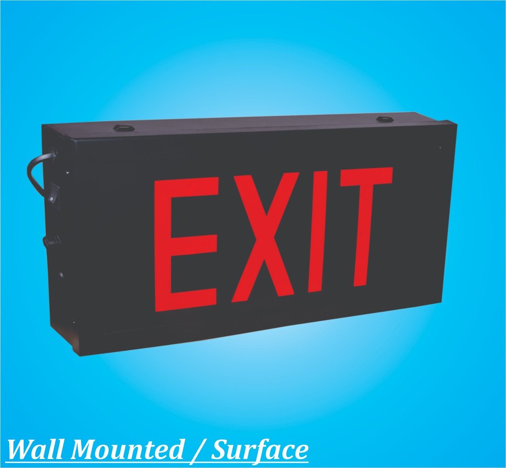 Acrylic Black Auditorium Series Exit Lights, Cabinet: MS Body, 365 X 180 X 50 mm