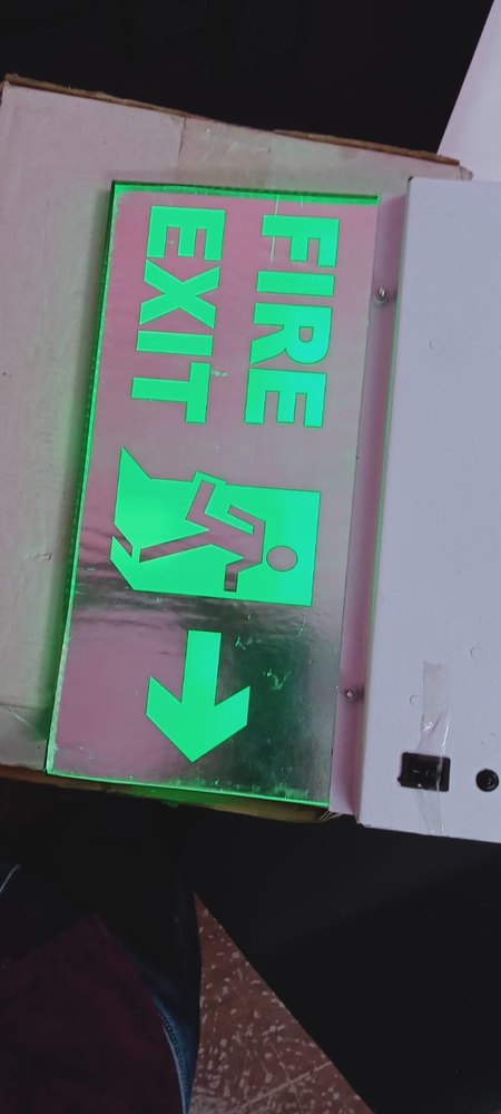 Graphics Fire Exit Sign Board LED type, Input Voltage: 12V, Shape: Rectangle