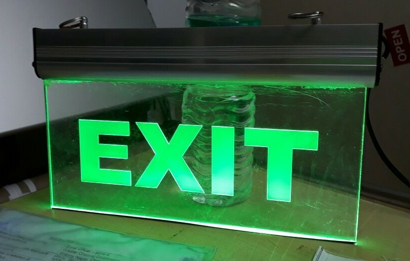 Automation Green LED Exit Sign Board, Power Consumption: Animation, Shape: Rectangle