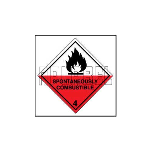 Square White, Black & Red 160052 Spontaneously Combustible Signs Sticker