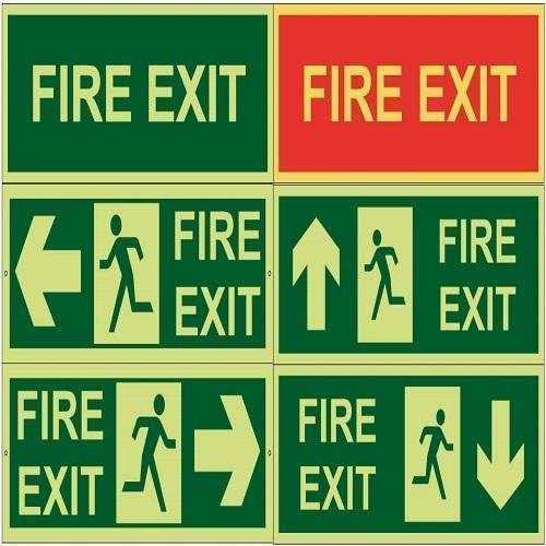 Green Reflective Fire Safety Signage, For Industrial