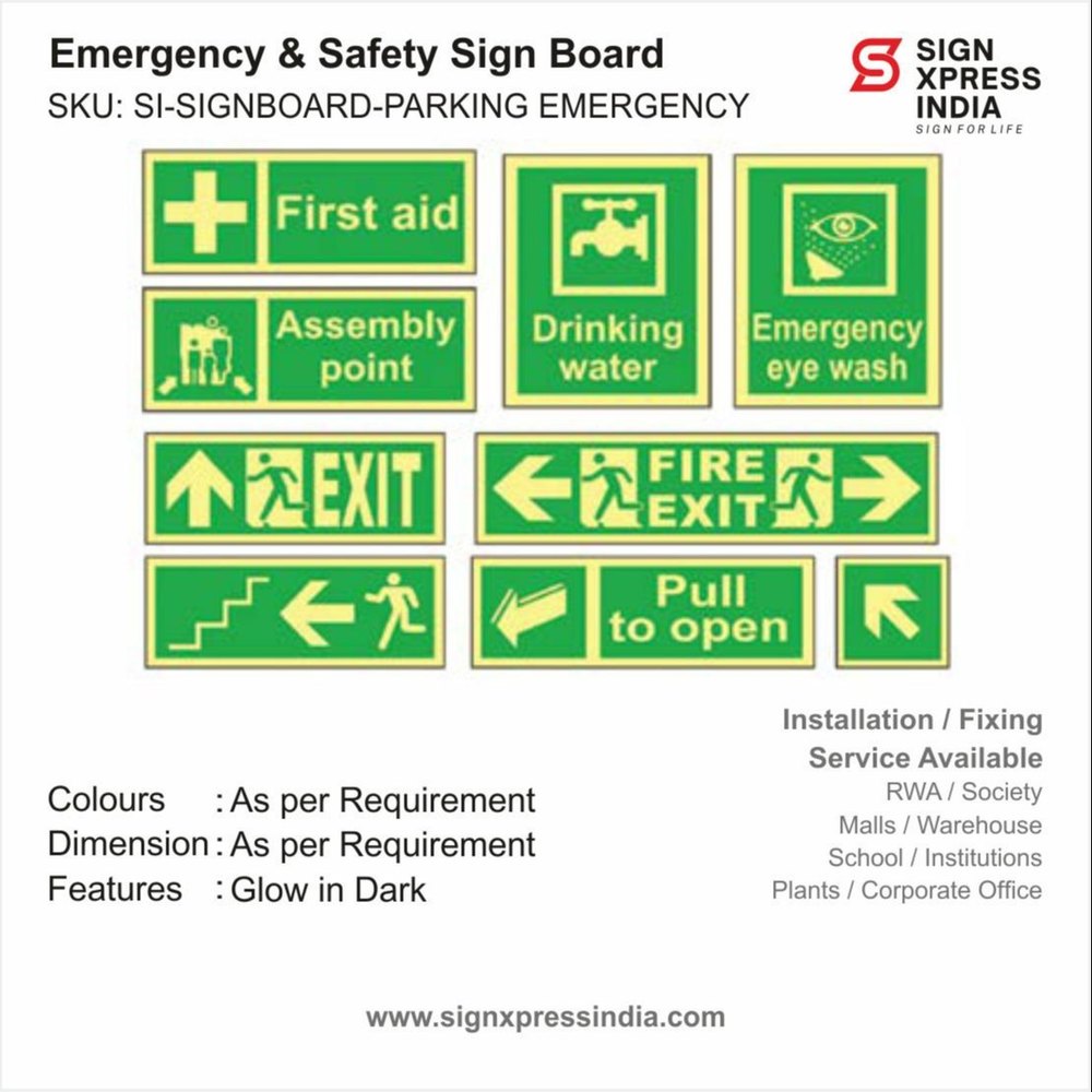 Rectangular Glow In Dark Signages, Board Thickness: 3 mm