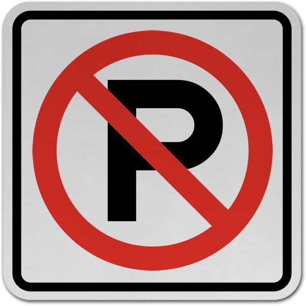 Rectangular Red No Parking Sign