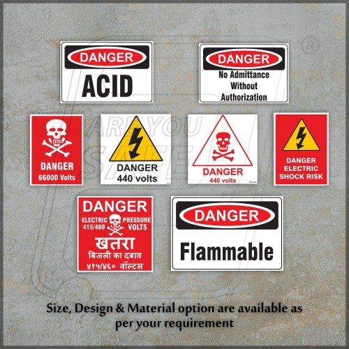 Red UV or Vinyl print Danger Safety Sign, Rectangal