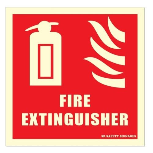 Square Night Glow Fire Extinguisher Safety Signage