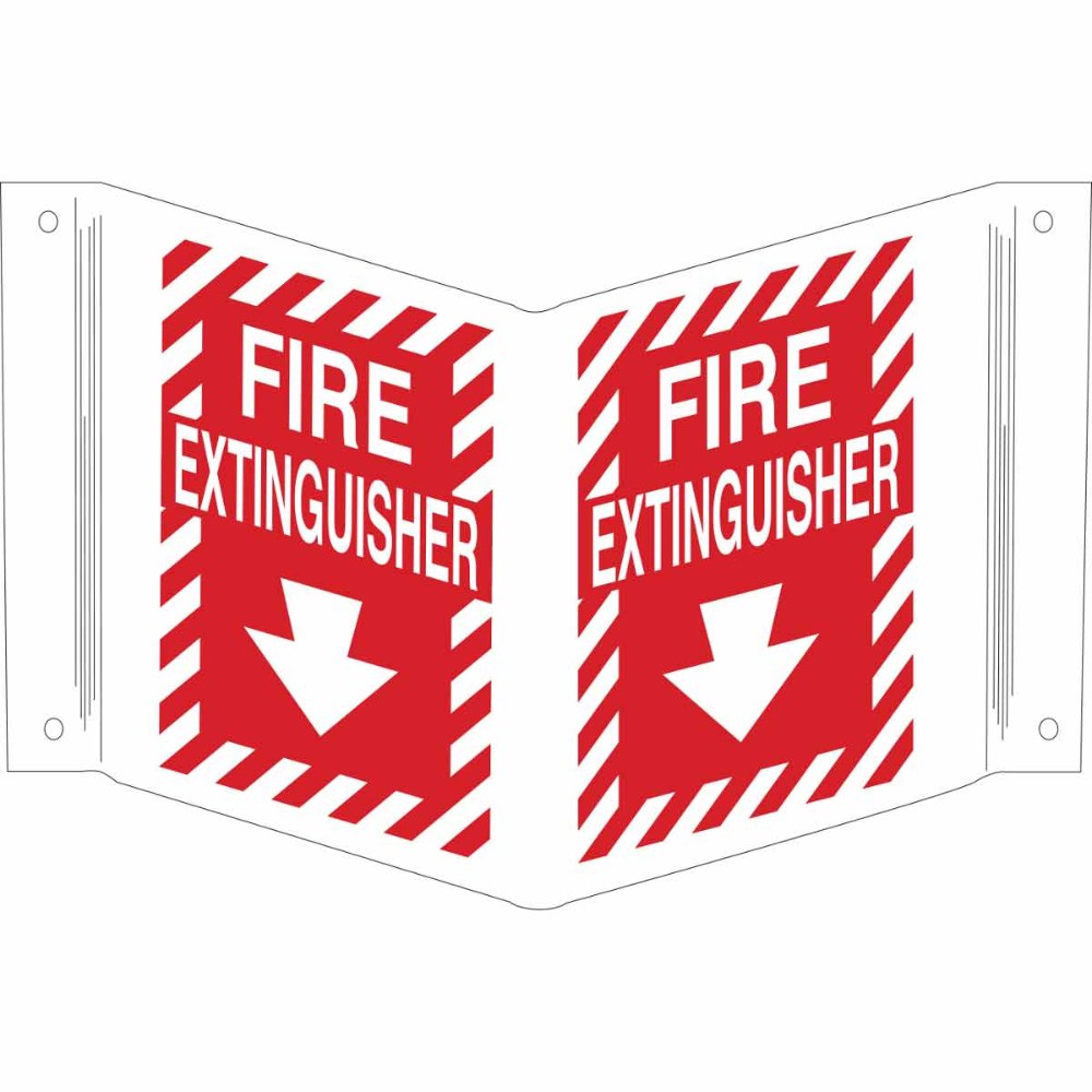 White on Red Polyethylene V Fire Extinguisher Sign