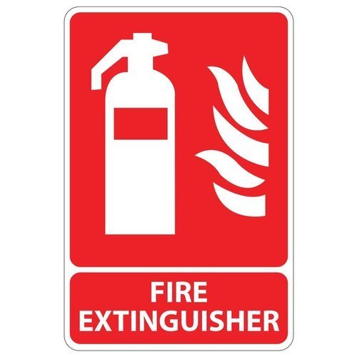 Rectangular Red Fire Extinguisher Sign, For Industrial, Dimension: 12x24 Inch