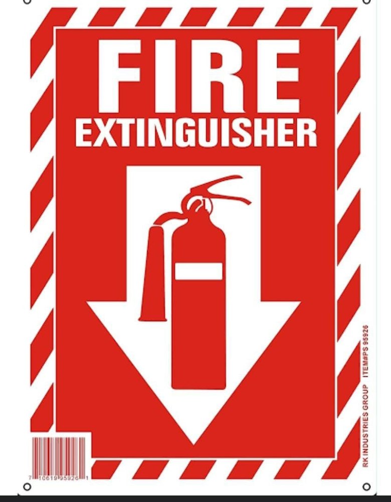 Rectangular Night Glow Fire Extinguisher Signage Board, Dimension: 12