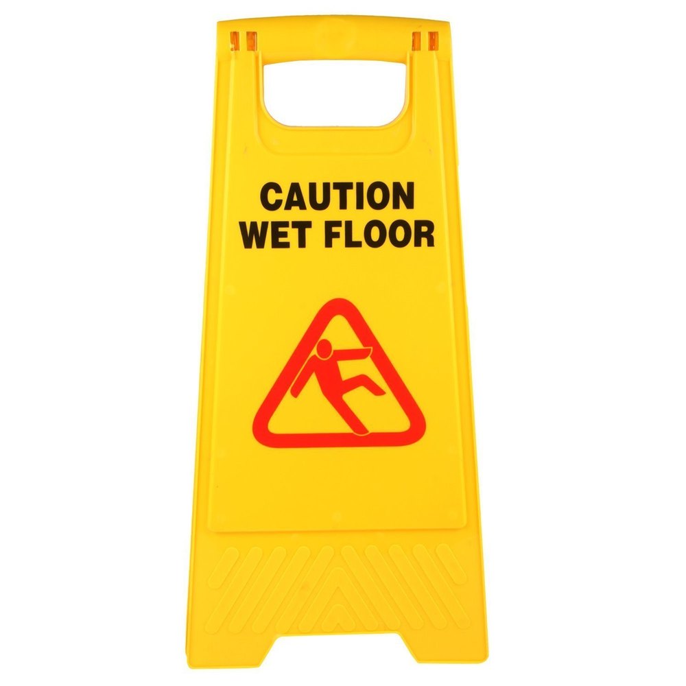 Yellow Wet Floor Sign Board, For Industrial, Dimension: 320 X 310 Mm