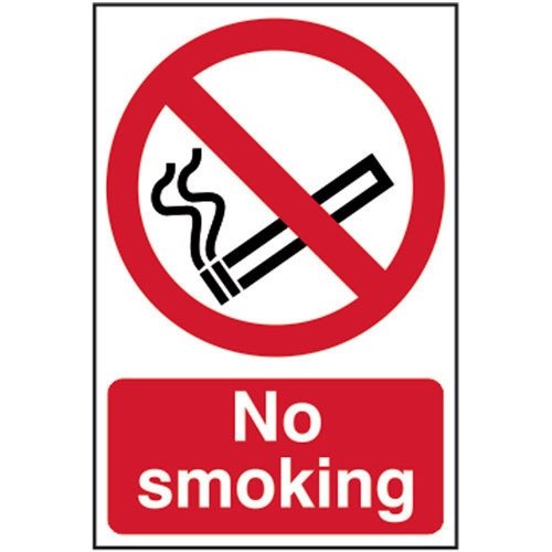 Rectangular White, Red No Smoking Sign Board, Dimension: 30x16 Inch