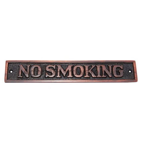 Red Rectangular No Smoking Brass Sign