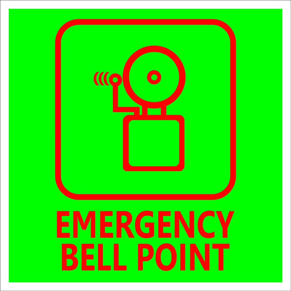 Square Green Emergency Bell Point Signage, For Industrial