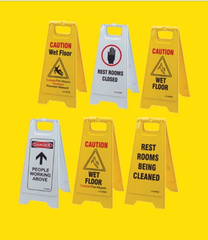 Rectangular Yellow Plastic Floor Stand, For Hospitals, Hotels