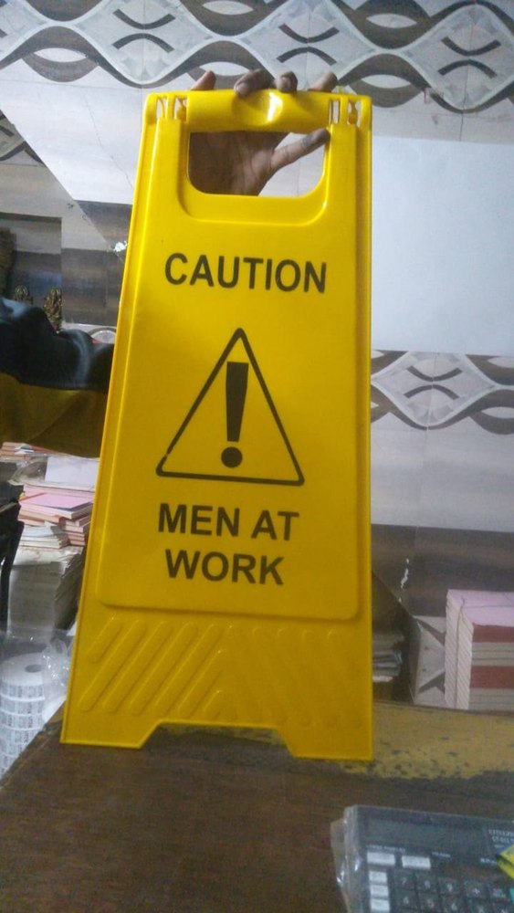 Yellow Plastic Wet Floor Sign Stand