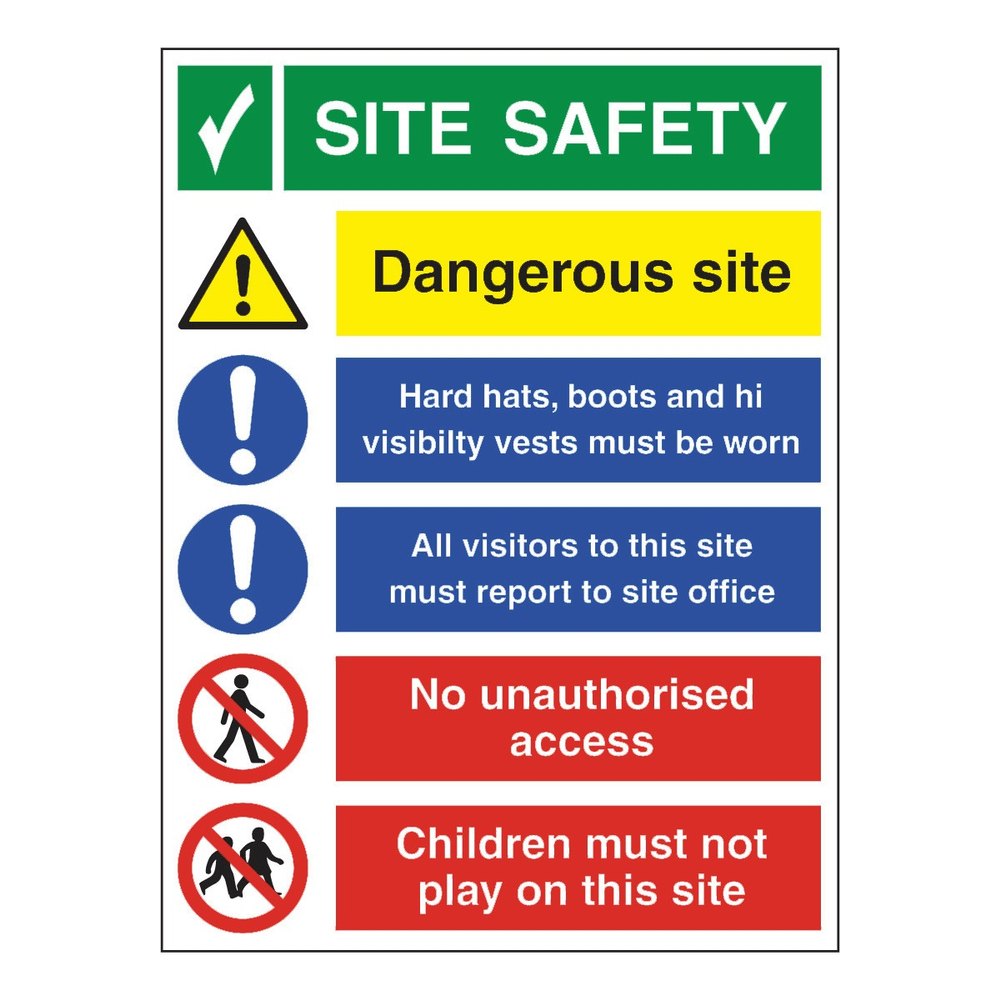 Black On White Construction Site Safety Signs