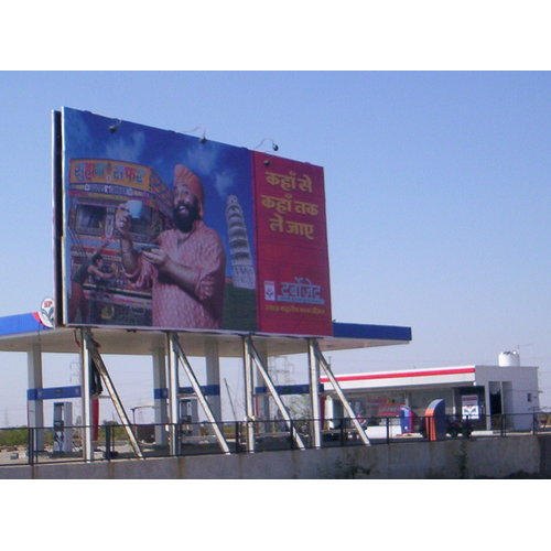 White Unipole Hoarding Hoardings, For Promotional, Thickness: 3mm