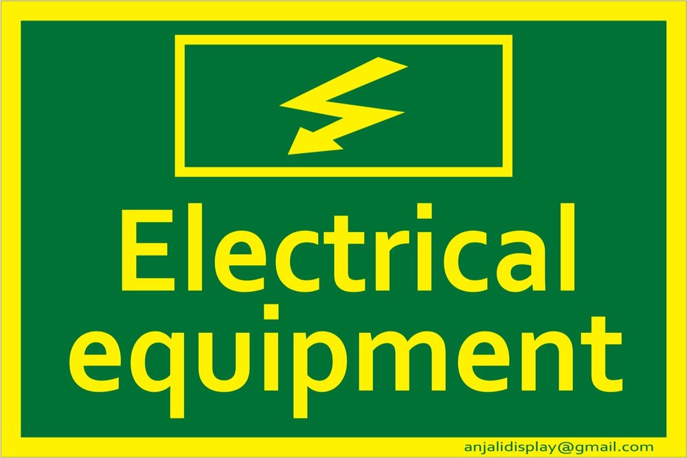 Green And Yellow Aluminum Electrical Equipment Sign Board, For Electric House