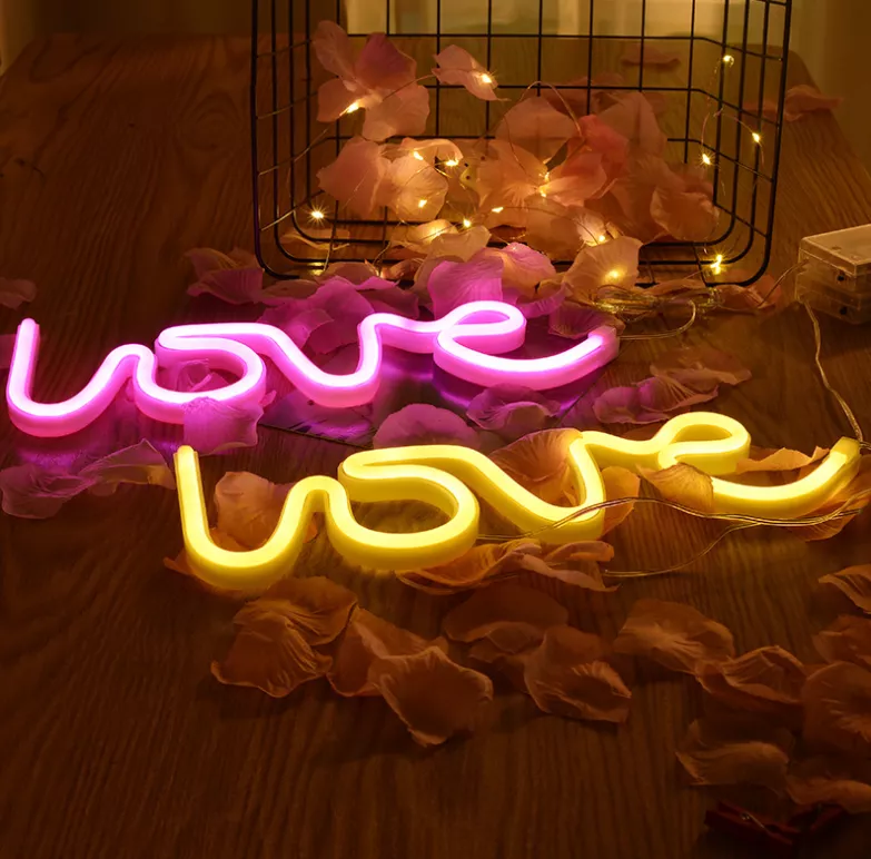 PLASTIC Neon Love Signs BIRTHDAY LOVE NEON LIGHTS LED, For Wall Decor