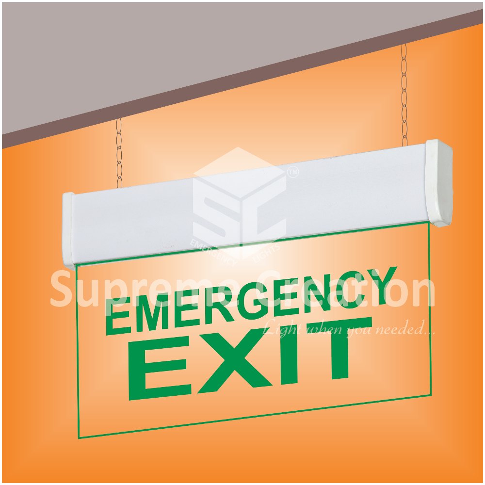 Acrylic, Plastic Rectangle Rectangular Edge Lit Emergency Exit Signage Light